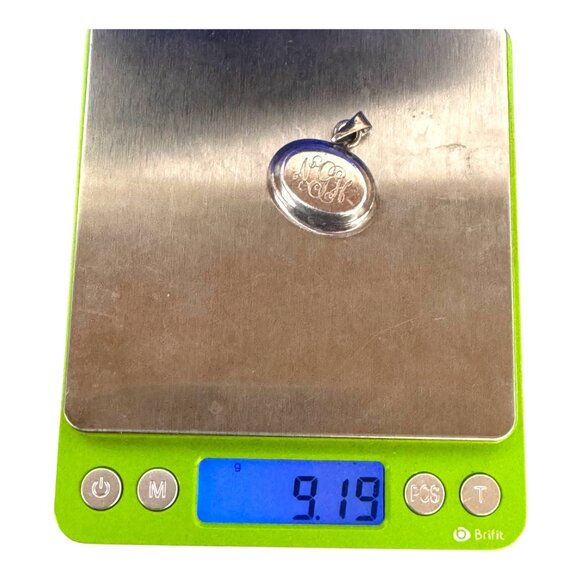 Sterling Silver 925 Oval Pendant Necklace Charm Monogram NGH Mexico 9.19g - Picture 5 of 5